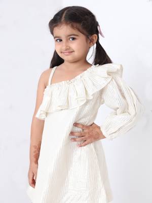 white silver lurex cotton stripe dress 4