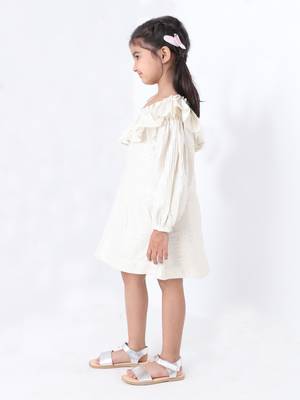 white silver lurex cotton stripe dress 5