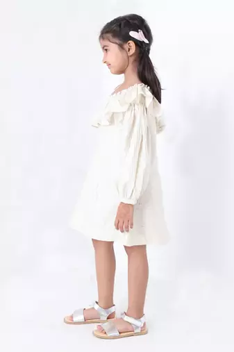 white silver lurex cotton stripe dress