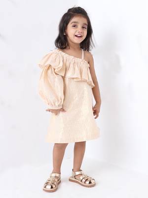 white golden lurex cotton stripe dress 1