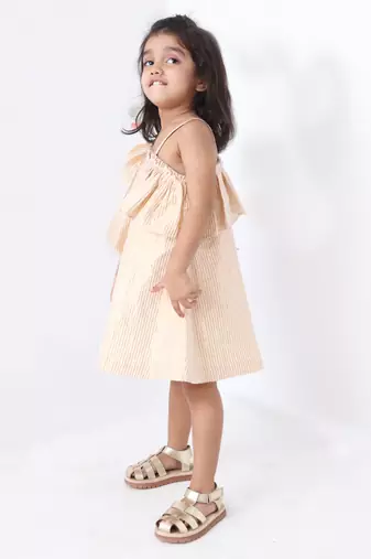 white golden lurex cotton stripe dress