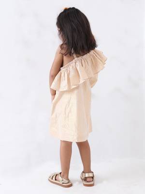 white golden lurex cotton stripe dress 4
