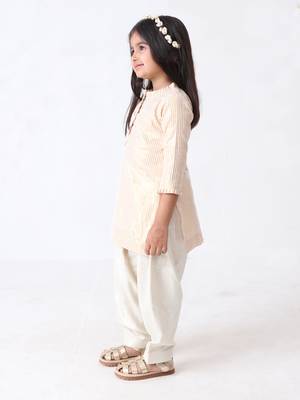 golden stripe lurex cotton kurti with silver stripe patiyala (set of 2) 3