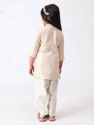 golden stripe lurex cotton kurti with silver stripe patiyala (set of 2) 4