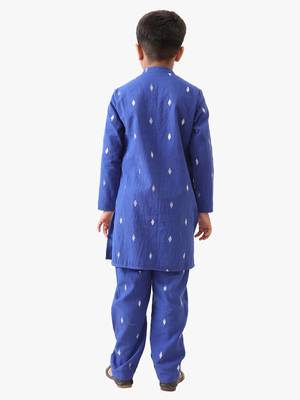 boy's blue cotton lurex kurta with pant 2
