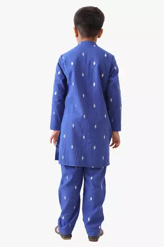 boy's blue cotton lurex kurta with pant