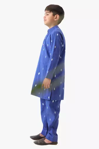 boy's blue cotton lurex kurta with pant