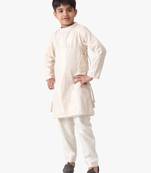 boy's cotton lurex kediya styled kurta with silver striped pant