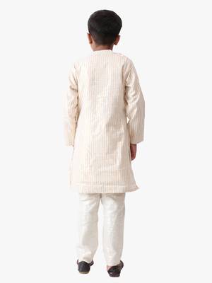boy's cotton lurex kediya styled kurta with silver striped pant 2