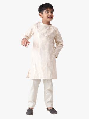 boy's cotton lurex kediya styled kurta with silver striped pant 3