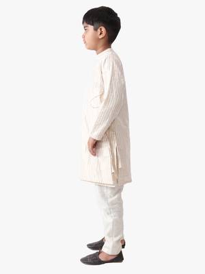 boy's cotton lurex kediya styled kurta with silver striped pant 4