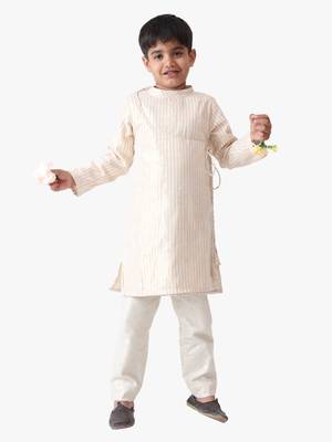 boy's cotton lurex kediya styled kurta with silver striped pant 5