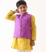 purple cotton hand-embroidered nehru jacket