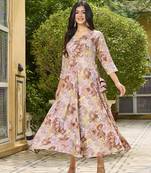 Womens Dusty Pink Printed Floral Dress