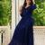 Womens Navy Blue Sequence V-Neck Tie-Up Fit & Flared Maxi Ethnic Dress