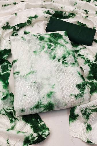 Multicolor Cotton Sequins Work Tie Dye Dress Material