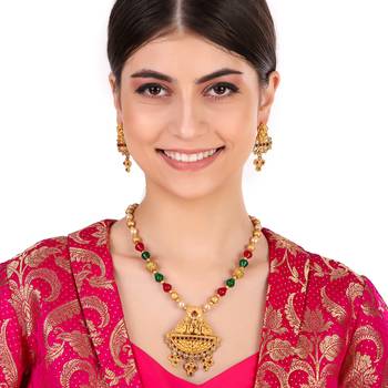 antique gold multi  pearls south indian temple choker jewellery sets for women 1