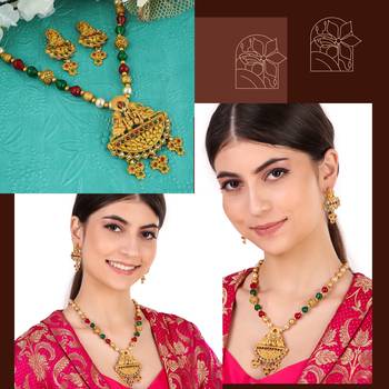 antique gold multi  pearls south indian temple choker jewellery sets for women 4