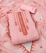 Women's peach heavy thread sequence embroidery border with embroidered dupatta dress material