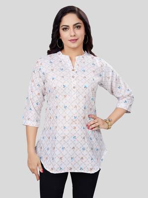  cotton blend printed short kurti 1