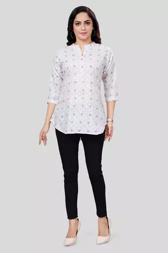  cotton blend printed short kurti