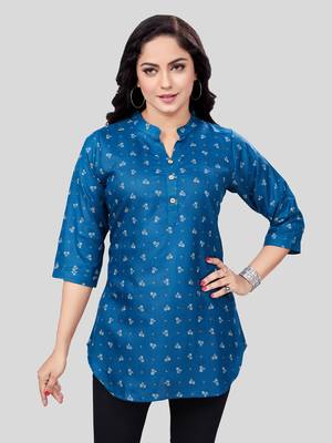  cotton blend printed short kurti 1