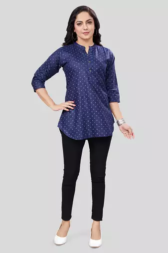  cotton blend printed short kurti