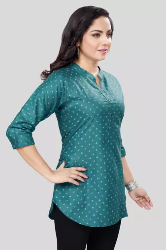  cotton blend printed short kurti