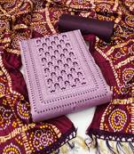 Women's light purple unstitched heavy thread sequence embroidery and with dupatta coco silk dress material (rnx582ppl)