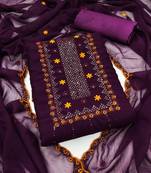 Women's purple heavy thread sequence embroidery with designer dupatta georgette dress material