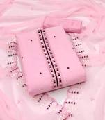 Women's pink heavy thread embrodiery sequence work with dupatta georgette dress material