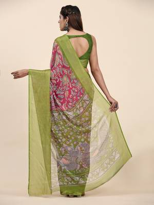 Morni Pink Wovan I Chiffon Art Sik Saree 2
