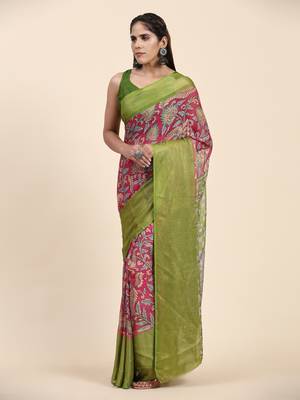 Morni Pink Wovan I Chiffon Art Sik Saree 3