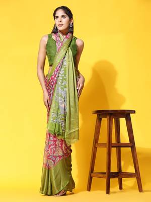 Morni Pink Wovan I Chiffon Art Sik Saree 5