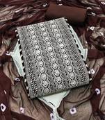 Women's brown heavy thread embrodiery with embroidered dupatta georgette dress material