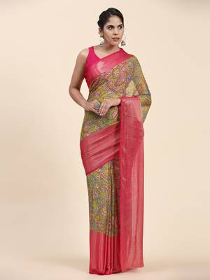 Morni Green  Wovan I Chiffon Art Sik Saree 1