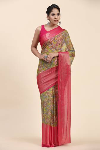 Morni Green  Wovan I Chiffon Art Sik Saree