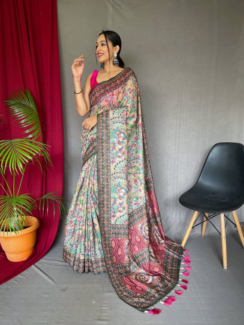 MULTI - PISTA MOST BEAUTIFUL SUPER COTTOM SAREE