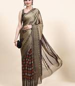  Kalini-Brown Printed Chiffon Art Sik Saree