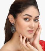 Women silver plated stone-shadded peacock drop earing