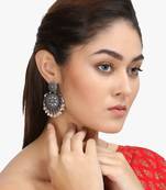 Women silver plated stone-studded chandbalis earing