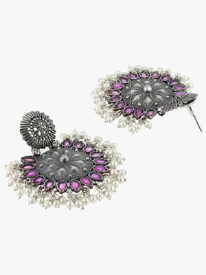 Women silver plated stone-studded chandbalis earing 2