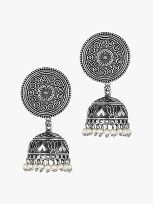 Women silver-plated dome jhumka 3