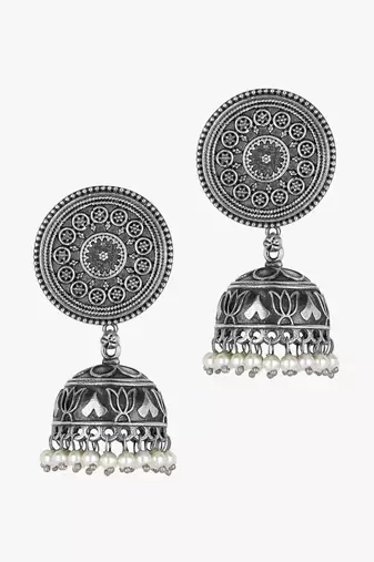 Women silver-plated dome jhumka