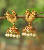 24ct women gold-plated handcrafted peacock shaped jhumkas