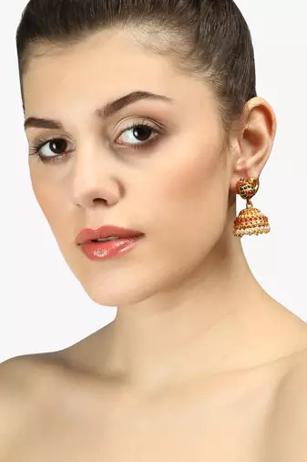 24ct gold-plated peacock shaped handcrafted jhumkas