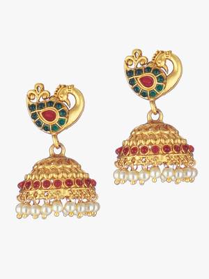 24ct gold-plated peacock shaped handcrafted jhumkas 3