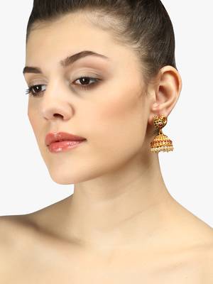 24ct gold-plated peacock shaped handcrafted jhumkas 4