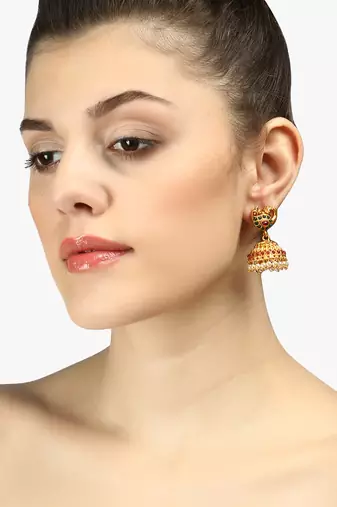 24ct gold-plated peacock shaped handcrafted jhumkas