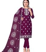 Women's magenta unstitched heavy thread embrodiery with embroidered dupatta organza dress material (m-cp9019mgt)